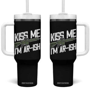 Kiss Me Im ARish Funny St Patricks Day Tumbler With Handle Tactical Irish Humor for Gun Enthusiasts TS02 One Size: 40 oz Black Print Your Wear