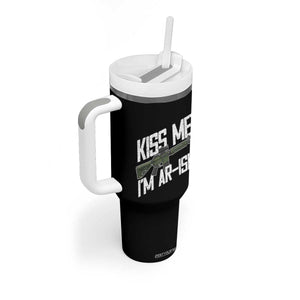 Kiss Me Im ARish Funny St Patricks Day Tumbler With Handle Tactical Irish Humor for Gun Enthusiasts TS02 Print Your Wear