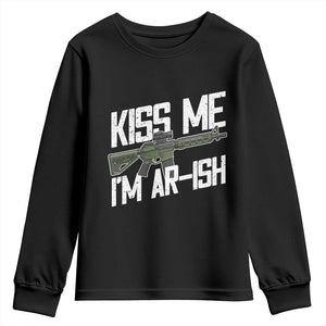 Kiss Me Im ARish Funny St Patricks Day Youth Sweatshirt Tactical Irish Humor for Gun Enthusiasts TS02 Black Print Your Wear
