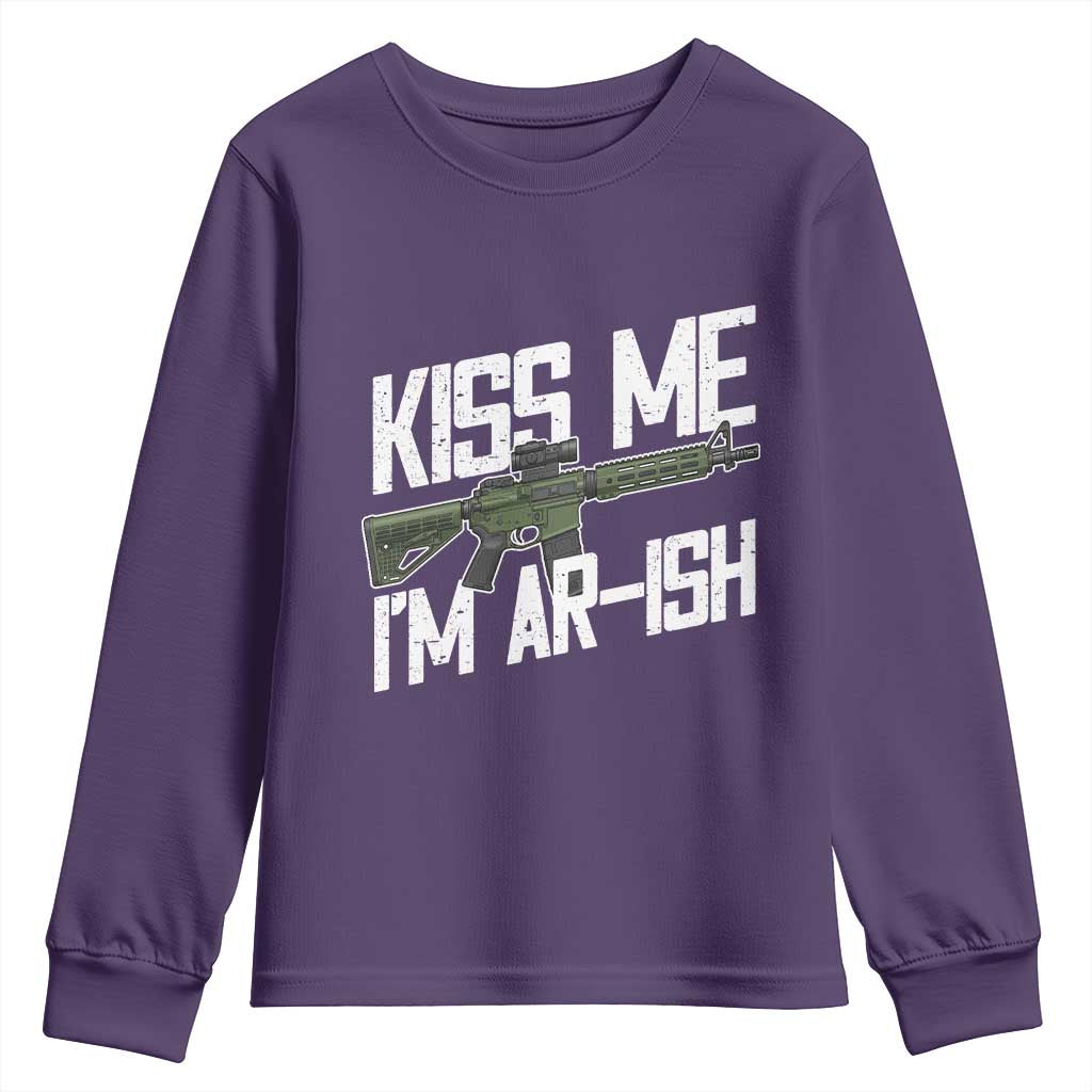 Kiss Me Im ARish Funny St Patricks Day Youth Sweatshirt Tactical Irish Humor for Gun Enthusiasts TS02 Purple Print Your Wear