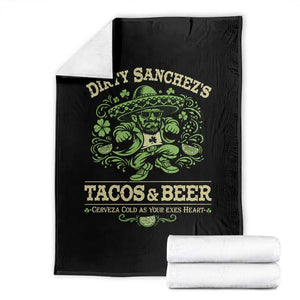 Dirty Sanchezs Tacos and Beer Funny Fiesta Throw Blanket Cerveza Cold as Your Exes Heart Mexican Party Humor TS02 Black Print Your Wear
