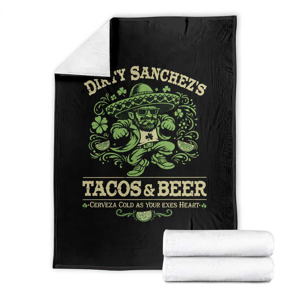 Dirty Sanchezs Tacos and Beer Funny Fiesta Throw Blanket Cerveza Cold as Your Exes Heart Mexican Party Humor TS02 Black Print Your Wear