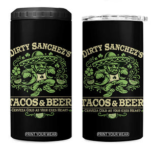Dirty Sanchezs Tacos and Beer Funny Fiesta 4 in 1 Can Cooler Tumbler Cerveza Cold as Your Exes Heart Mexican Party Humor TS02 One Size: 16 oz Black Print Your Wear