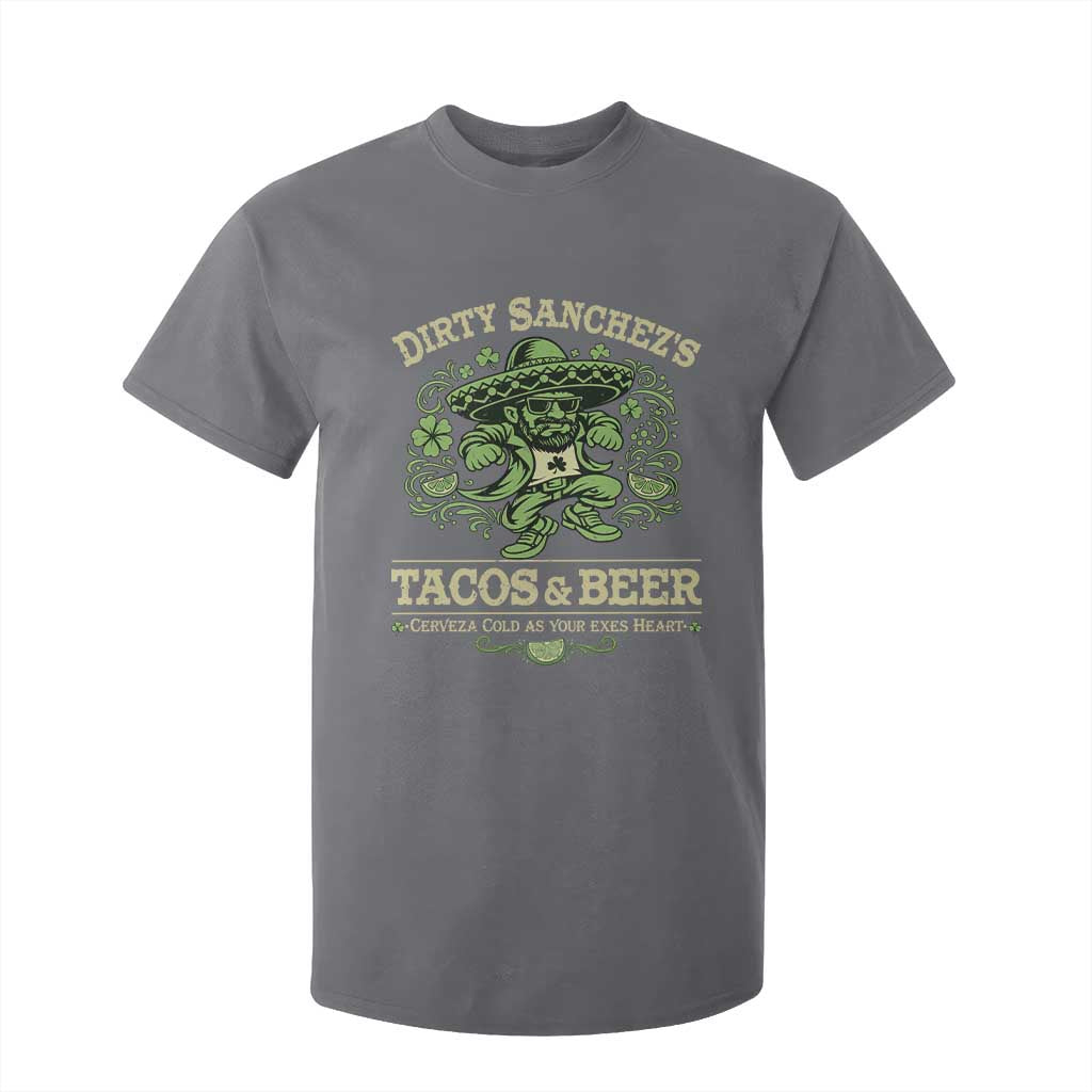Dirty Sanchezs Tacos and Beer Funny Fiesta T Shirt For Kid Cerveza Cold as Your Exes Heart Mexican Party Humor TS02 Charcoal Print Your Wear