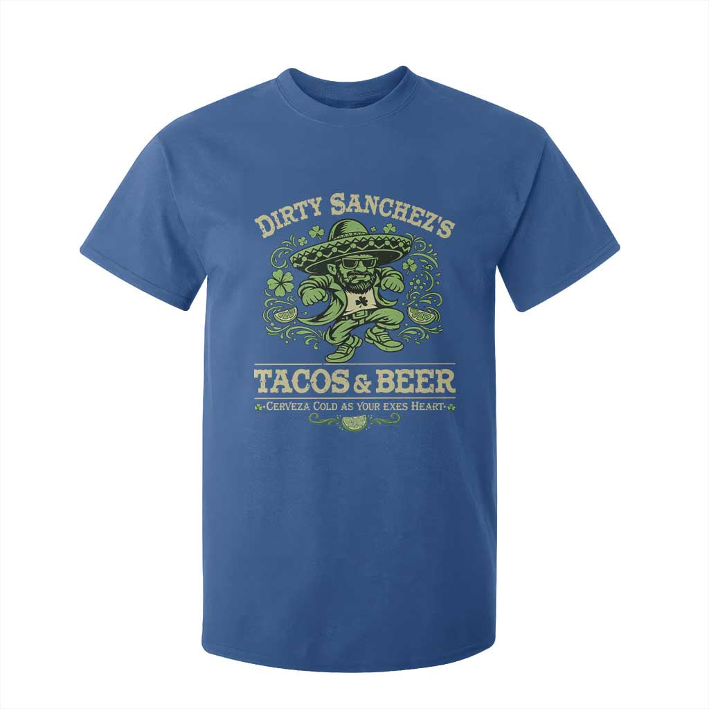 Dirty Sanchezs Tacos and Beer Funny Fiesta T Shirt For Kid Cerveza Cold as Your Exes Heart Mexican Party Humor TS02 Royal Blue Print Your Wear