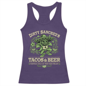 Dirty Sanchezs Tacos and Beer Funny Fiesta Racerback Tank Top Cerveza Cold as Your Exes Heart Mexican Party Humor TS02 Purple Print Your Wear