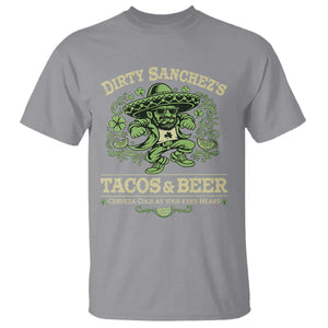 Dirty Sanchezs Tacos and Beer Funny Fiesta T Shirt Cerveza Cold as Your Exes Heart Mexican Party Humor TS02 Sport Gray Print Your Wear