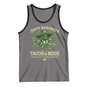 Dirty Sanchezs Tacos and Beer Funny Fiesta Tank Top Cerveza Cold as Your Exes Heart Mexican Party Humor TS02 Deep Heather Black Print Your Wear