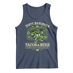 Dirty Sanchezs Tacos and Beer Funny Fiesta Tank Top Cerveza Cold as Your Exes Heart Mexican Party Humor TS02 Navy Print Your Wear
