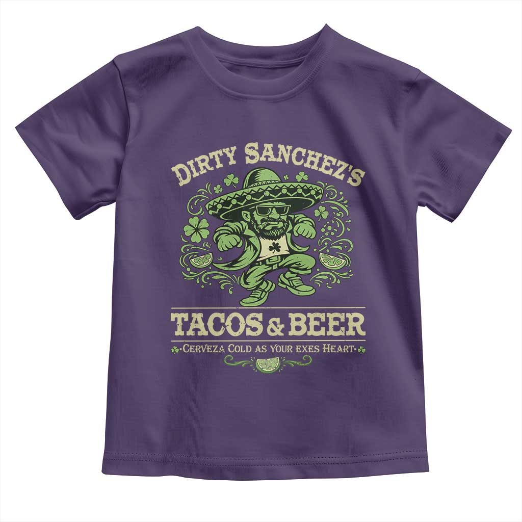 Dirty Sanchezs Tacos and Beer Funny Fiesta Toddler T Shirt Cerveza Cold as Your Exes Heart Mexican Party Humor TS02 Purple Print Your Wear