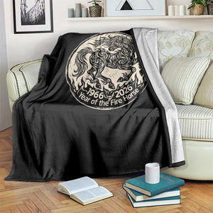 Year of the Fire Horse 1966 2026 Graphic Throw Blanket 60 Years Chinese Zodiac Horse Vintage Style TS02 Print Your Wear