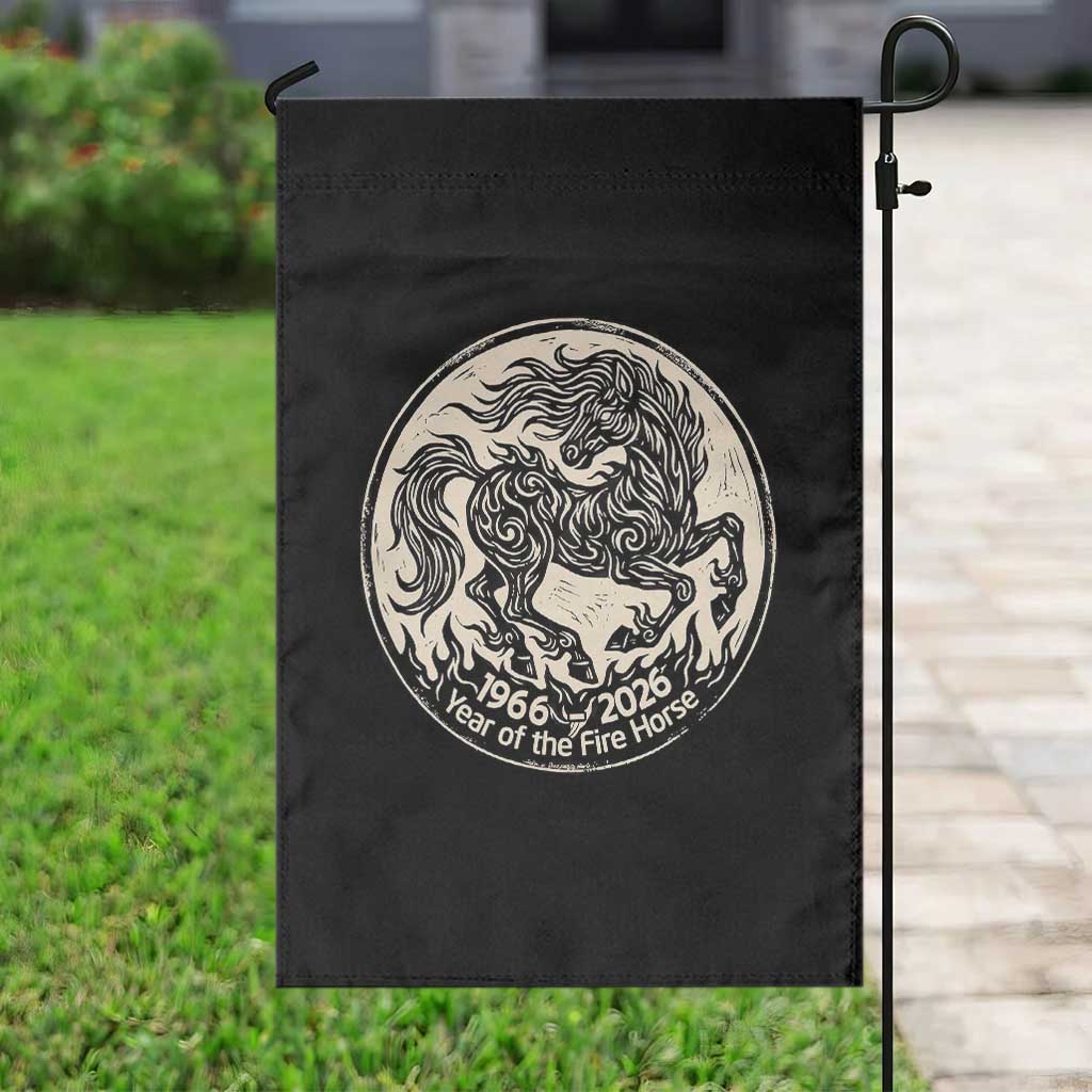 Year of the Fire Horse 1966 2026 Graphic Garden Flag 60 Years Chinese Zodiac Horse Vintage Style TS02 Print Your Wear