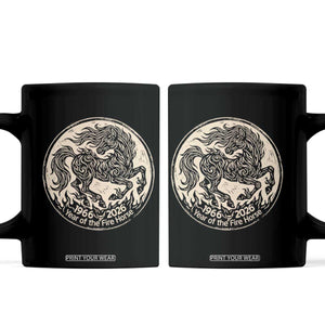 Year of the Fire Horse 1966 2026 Graphic Coffee Mug 60 Years Chinese Zodiac Horse Vintage Style TS02 Black Print Your Wear