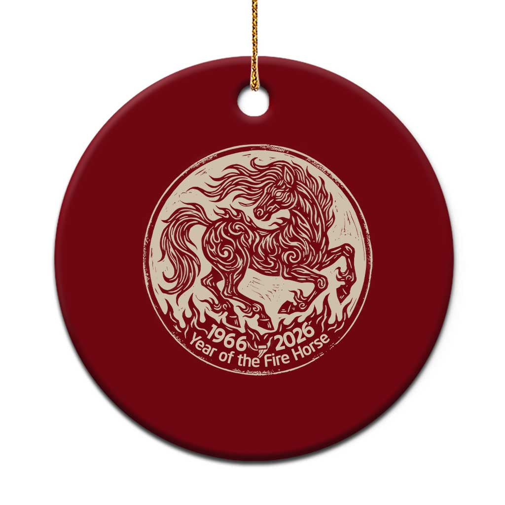Year of the Fire Horse 1966 2026 Graphic Ceramic Ornament 60 Years Chinese Zodiac Horse Vintage Style TS02 1pc Red Print Your Wear