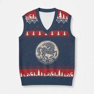 Year of the Fire Horse 1966 2026 Graphic V-Neck Knit Sweater Vest 60 Years Chinese Zodiac Horse Vintage Style TS02 Navy Red Print Your Wear