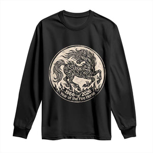 Year of the Fire Horse 1966 2026 Graphic Long Sleeve Shirt 60 Years Chinese Zodiac Horse Vintage Style TS02 Black Print Your Wear
