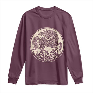 Year of the Fire Horse 1966 2026 Graphic Long Sleeve Shirt 60 Years Chinese Zodiac Horse Vintage Style TS02 Maroon Print Your Wear