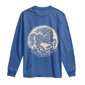 Year of the Fire Horse 1966 2026 Graphic Long Sleeve Shirt 60 Years Chinese Zodiac Horse Vintage Style TS02 Royal Blue Print Your Wear