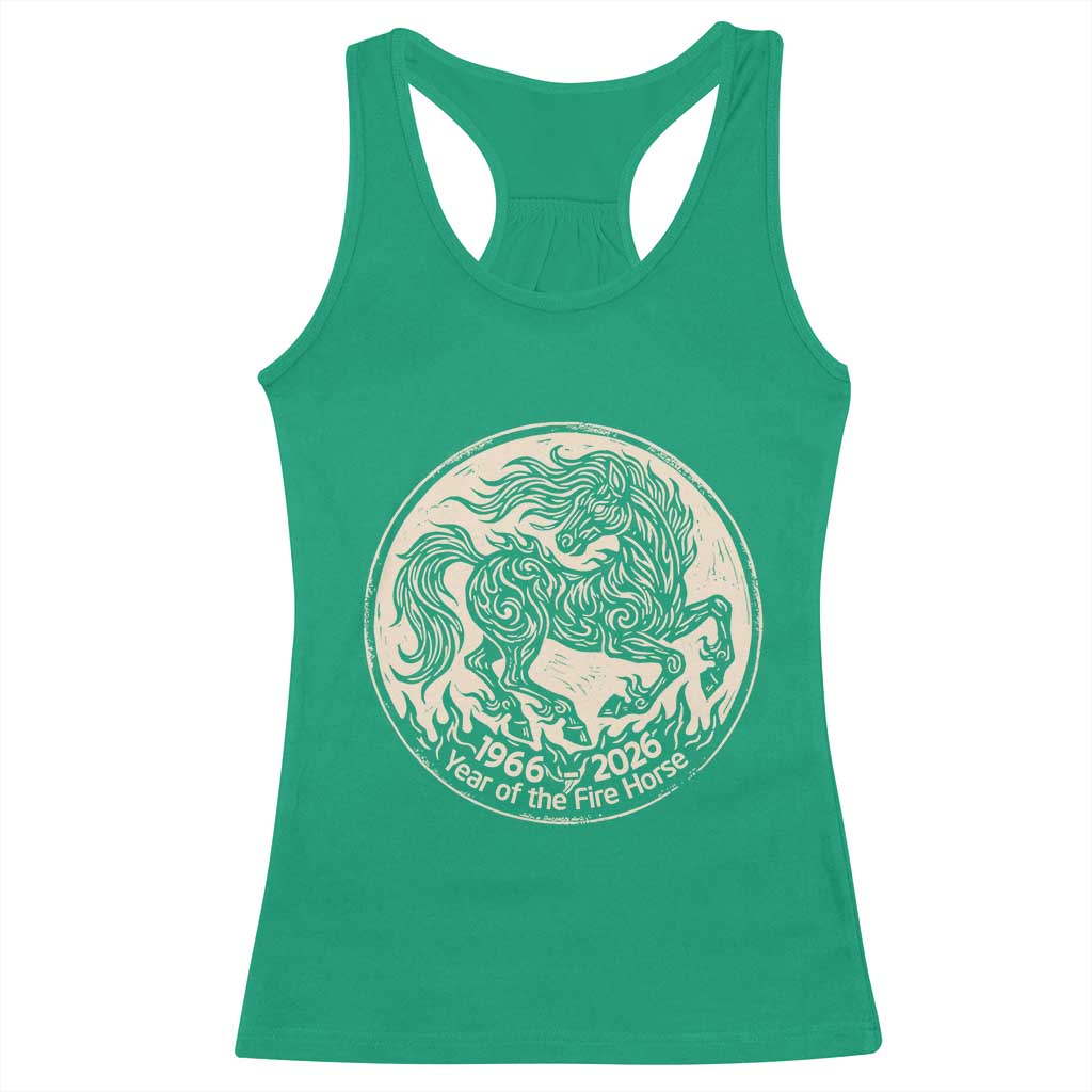 Year of the Fire Horse 1966 2026 Graphic Racerback Tank Top 60 Years Chinese Zodiac Horse Vintage Style TS02 Irish Green Print Your Wear