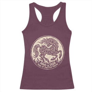 Year of the Fire Horse 1966 2026 Graphic Racerback Tank Top 60 Years Chinese Zodiac Horse Vintage Style TS02 Maroon Print Your Wear