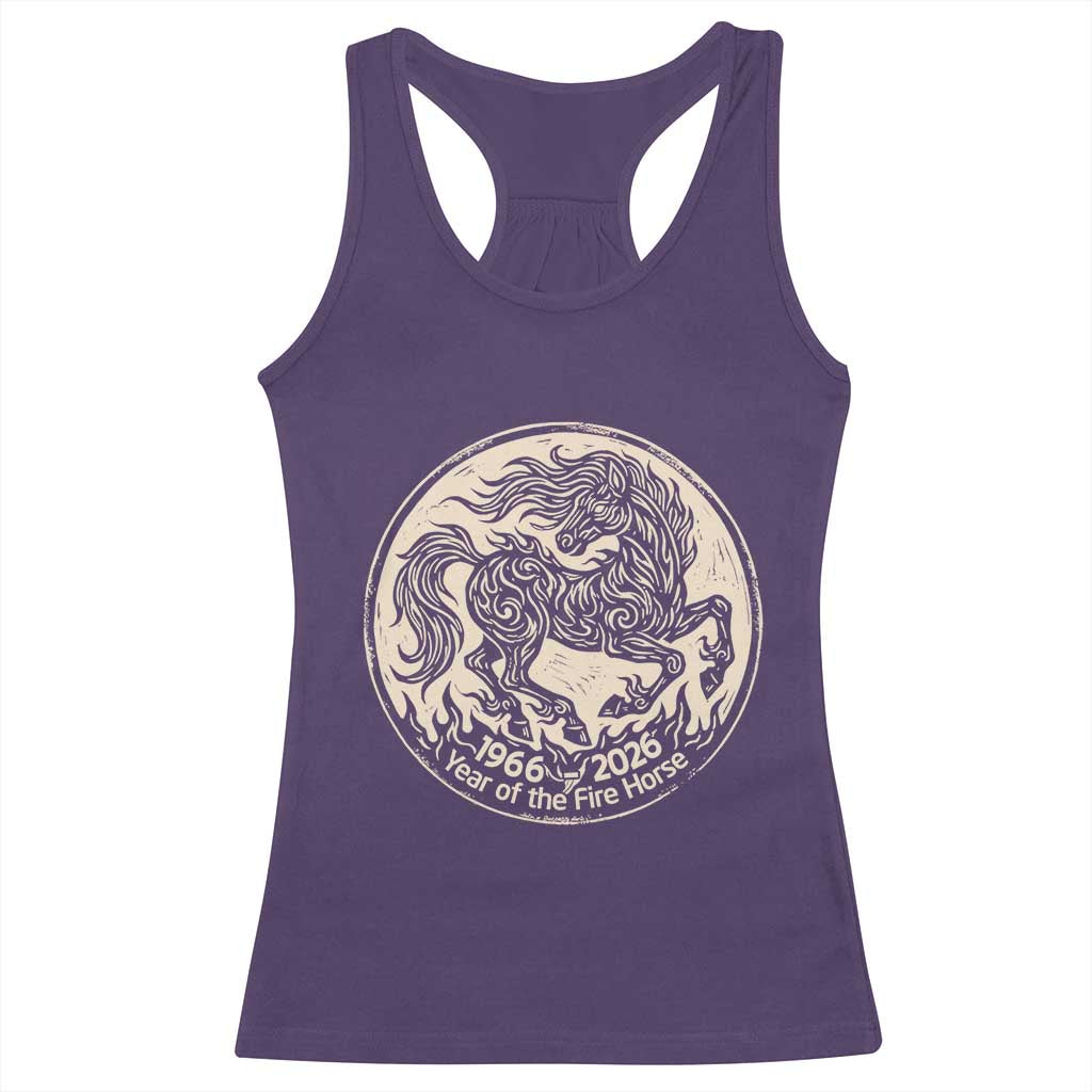Year of the Fire Horse 1966 2026 Graphic Racerback Tank Top 60 Years Chinese Zodiac Horse Vintage Style TS02 Purple Print Your Wear