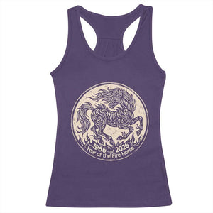 Year of the Fire Horse 1966 2026 Graphic Racerback Tank Top 60 Years Chinese Zodiac Horse Vintage Style TS02 Purple Print Your Wear