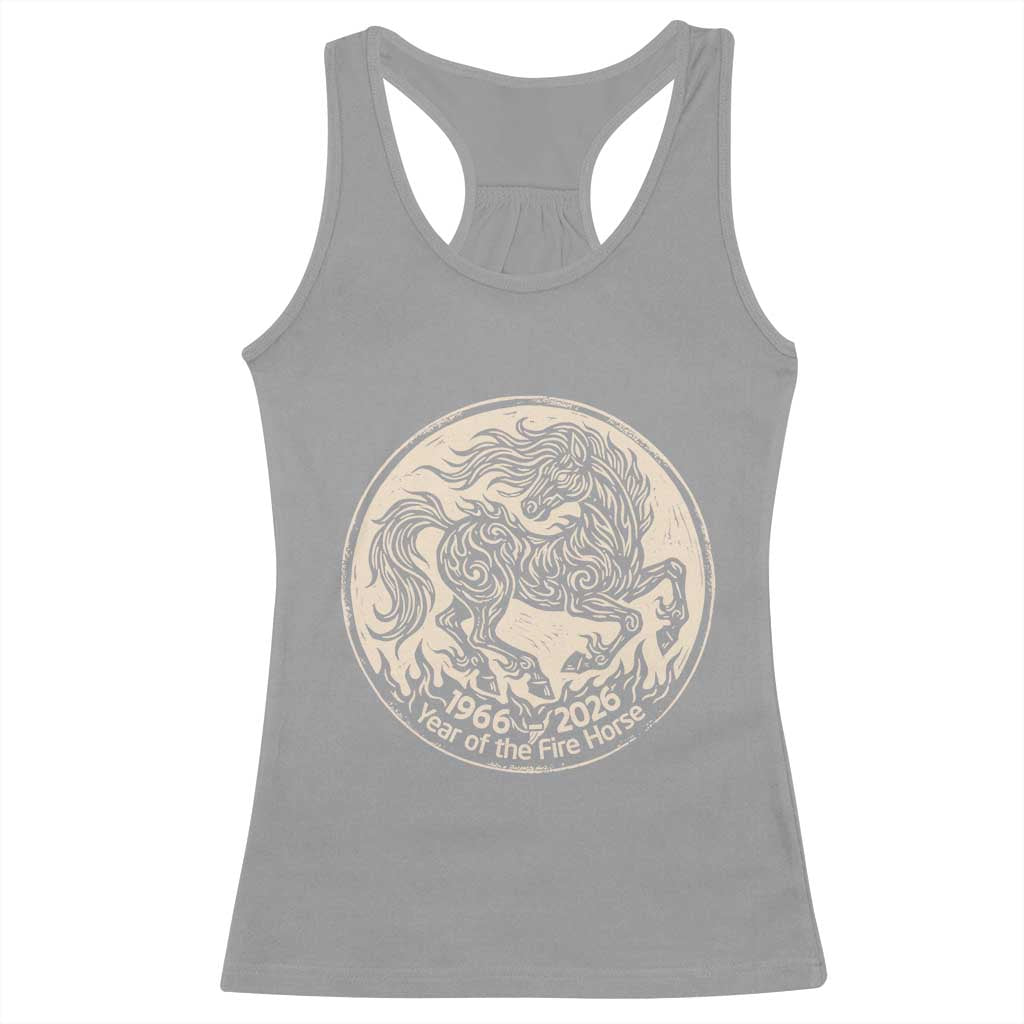 Year of the Fire Horse 1966 2026 Graphic Racerback Tank Top 60 Years Chinese Zodiac Horse Vintage Style TS02 Sport Gray Print Your Wear
