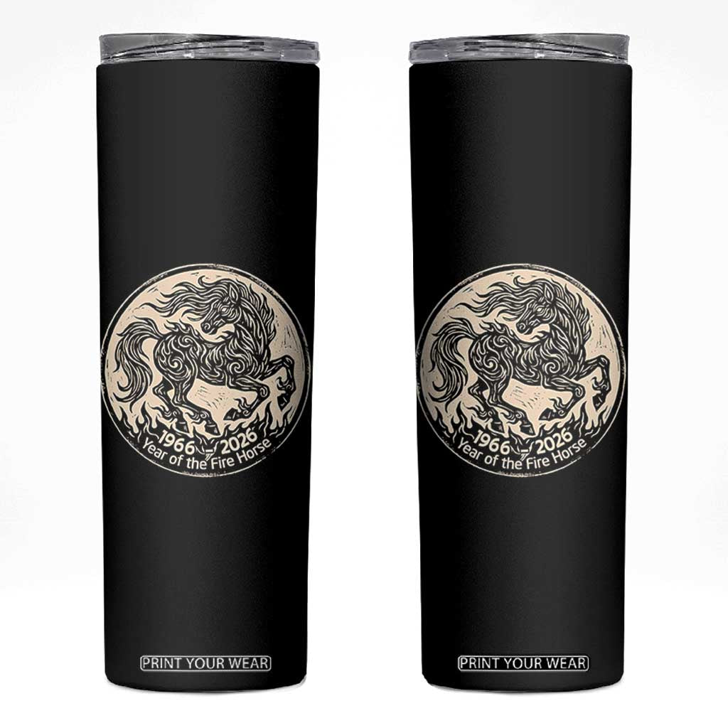 Year of the Fire Horse 1966 2026 Graphic Skinny Tumbler 60 Years Chinese Zodiac Horse Vintage Style TS02 Black Print Your Wear