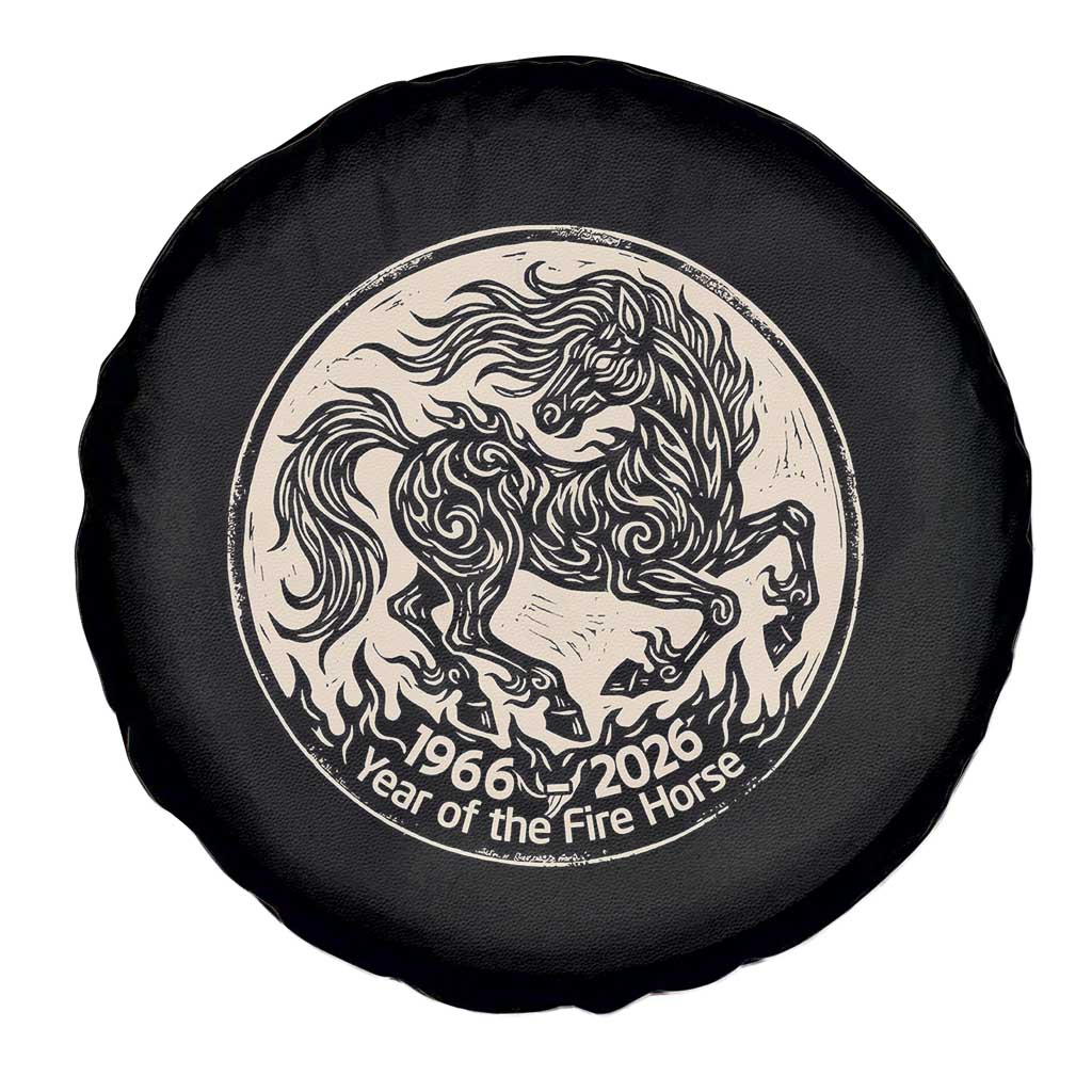 Year of the Fire Horse 1966 2026 Graphic Spare Tire Cover 60 Years Chinese Zodiac Horse Vintage Style TS02 Print Your Wear