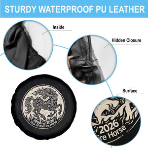 Year of the Fire Horse 1966 2026 Graphic Spare Tire Cover 60 Years Chinese Zodiac Horse Vintage Style TS02 Print Your Wear