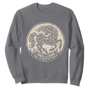 Year of the Fire Horse 1966 2026 Graphic Sweatshirt 60 Years Chinese Zodiac Horse Vintage Style TS02 Charcoal Print Your Wear