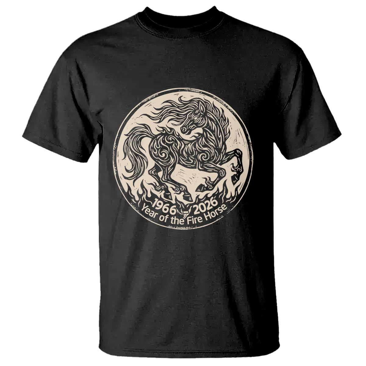 Year of the Fire Horse 1966 2026 Graphic T Shirt 60 Years Chinese Zodiac Horse Vintage Style TS02 Black Print Your Wear
