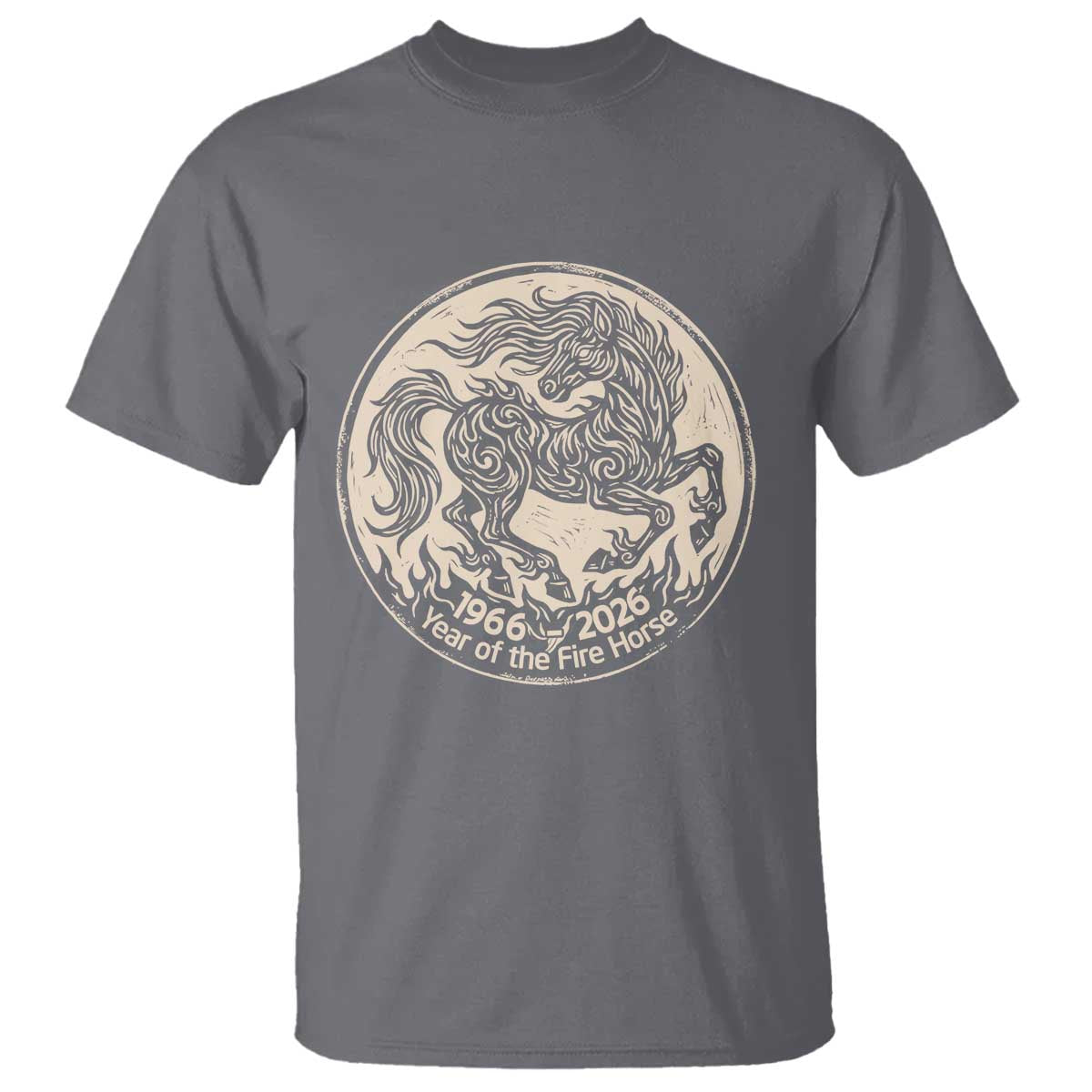 Year of the Fire Horse 1966 2026 Graphic T Shirt 60 Years Chinese Zodiac Horse Vintage Style TS02 Charcoal Print Your Wear