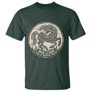 Year of the Fire Horse 1966 2026 Graphic T Shirt 60 Years Chinese Zodiac Horse Vintage Style TS02 Dark Forest Green Print Your Wear