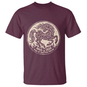 Year of the Fire Horse 1966 2026 Graphic T Shirt 60 Years Chinese Zodiac Horse Vintage Style TS02 Maroon Print Your Wear