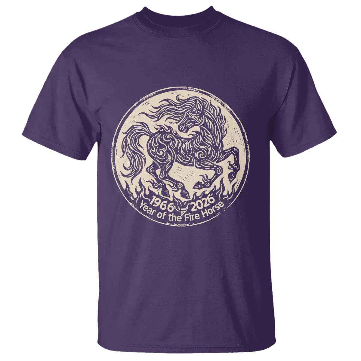 Year of the Fire Horse 1966 2026 Graphic T Shirt 60 Years Chinese Zodiac Horse Vintage Style TS02 Purple Print Your Wear