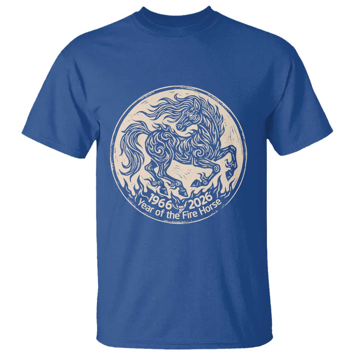 Year of the Fire Horse 1966 2026 Graphic T Shirt 60 Years Chinese Zodiac Horse Vintage Style TS02 Royal Blue Print Your Wear