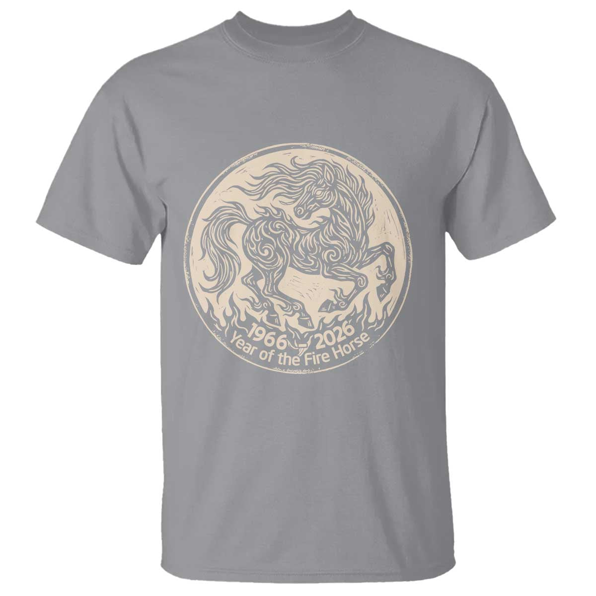 Year of the Fire Horse 1966 2026 Graphic T Shirt 60 Years Chinese Zodiac Horse Vintage Style TS02 Sport Gray Print Your Wear