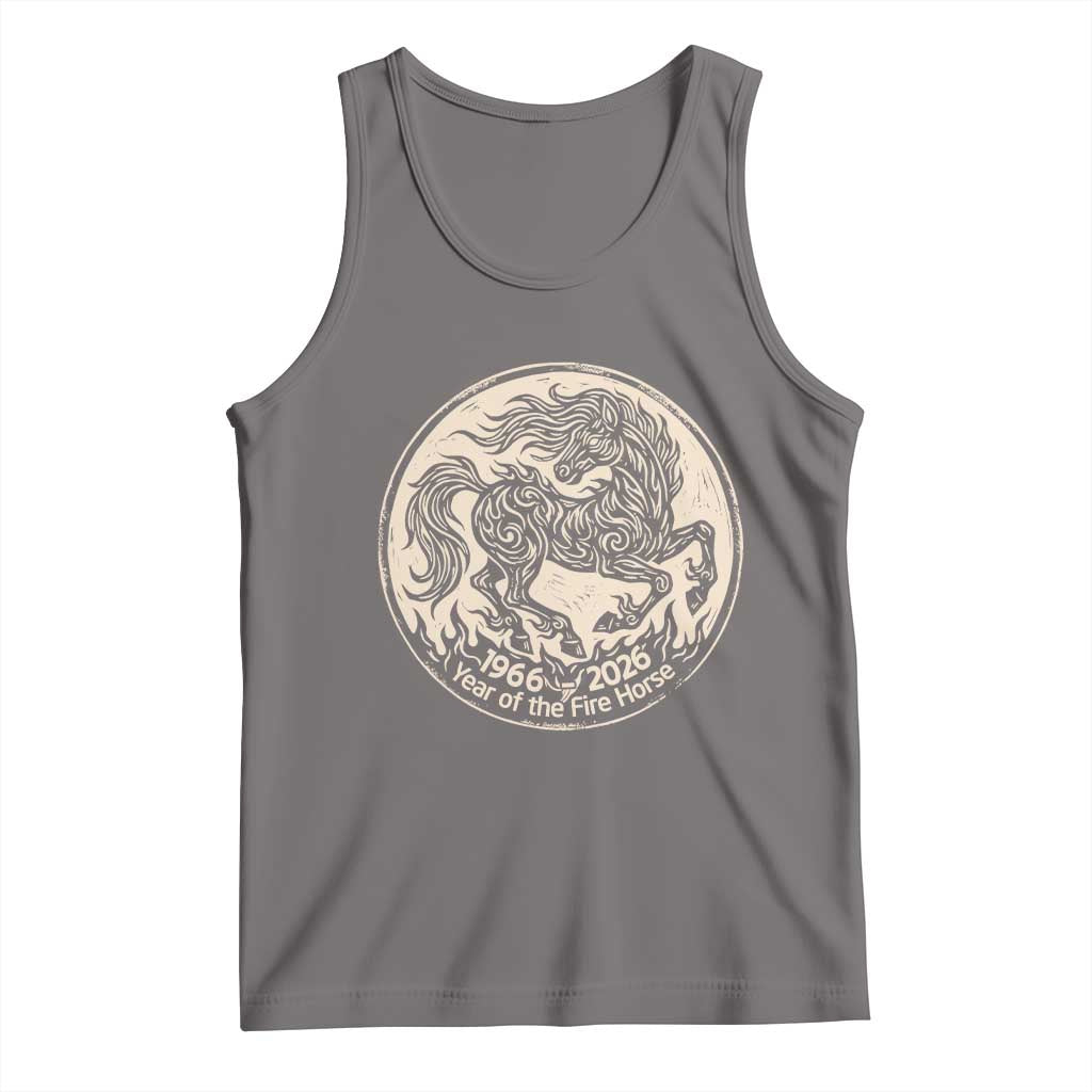 Year of the Fire Horse 1966 2026 Graphic Tank Top 60 Years Chinese Zodiac Horse Vintage Style TS02 Deep Heather Print Your Wear