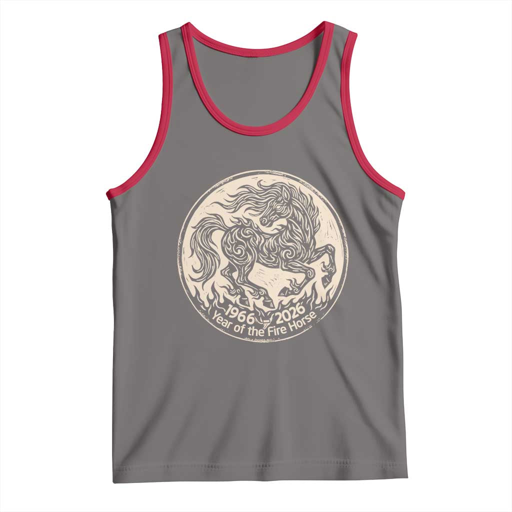 Year of the Fire Horse 1966 2026 Graphic Tank Top 60 Years Chinese Zodiac Horse Vintage Style TS02 Deep Heather Red Print Your Wear