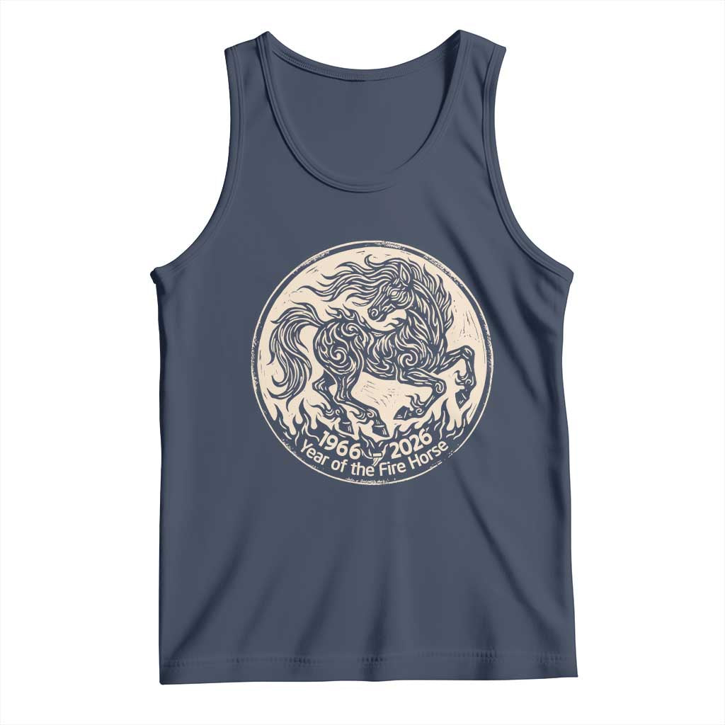 Year of the Fire Horse 1966 2026 Graphic Tank Top 60 Years Chinese Zodiac Horse Vintage Style TS02 Navy Print Your Wear
