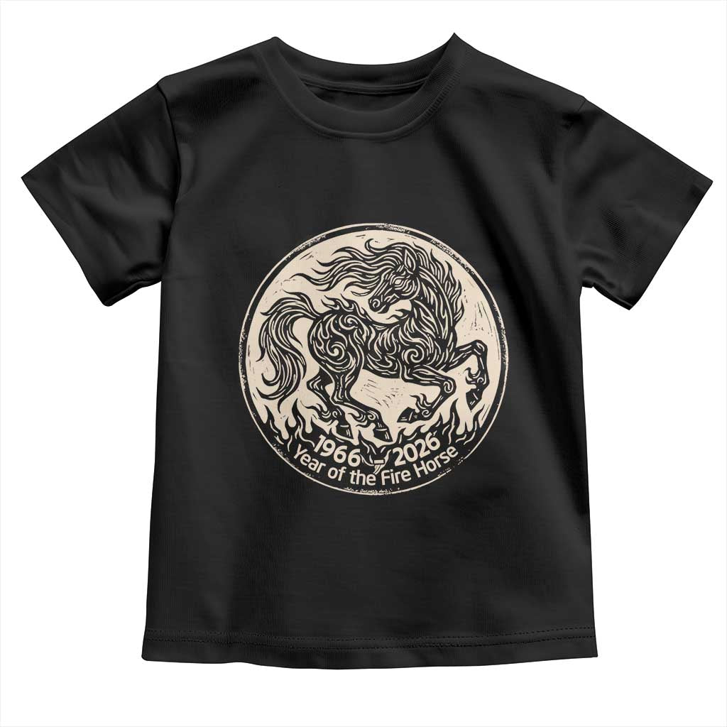 Year of the Fire Horse 1966 2026 Graphic Toddler T Shirt 60 Years Chinese Zodiac Horse Vintage Style TS02 Black Print Your Wear