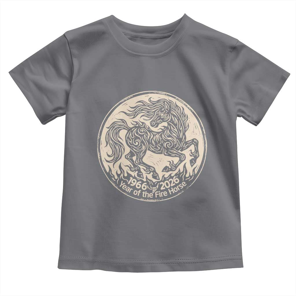 Year of the Fire Horse 1966 2026 Graphic Toddler T Shirt 60 Years Chinese Zodiac Horse Vintage Style TS02 Charcoal Print Your Wear