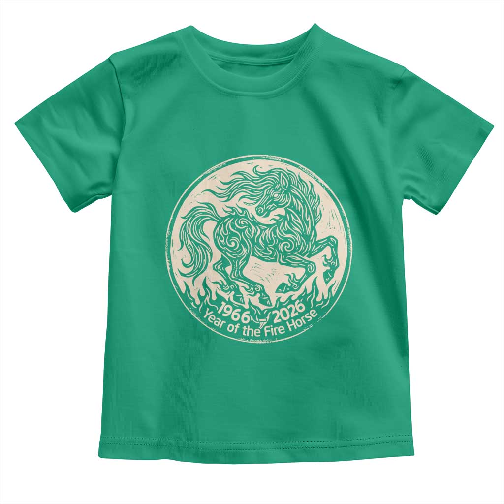 Year of the Fire Horse 1966 2026 Graphic Toddler T Shirt 60 Years Chinese Zodiac Horse Vintage Style TS02 Irish Green Print Your Wear