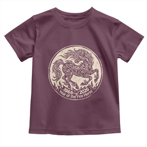 Year of the Fire Horse 1966 2026 Graphic Toddler T Shirt 60 Years Chinese Zodiac Horse Vintage Style TS02 Maroon Print Your Wear