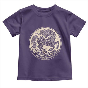 Year of the Fire Horse 1966 2026 Graphic Toddler T Shirt 60 Years Chinese Zodiac Horse Vintage Style TS02 Purple Print Your Wear