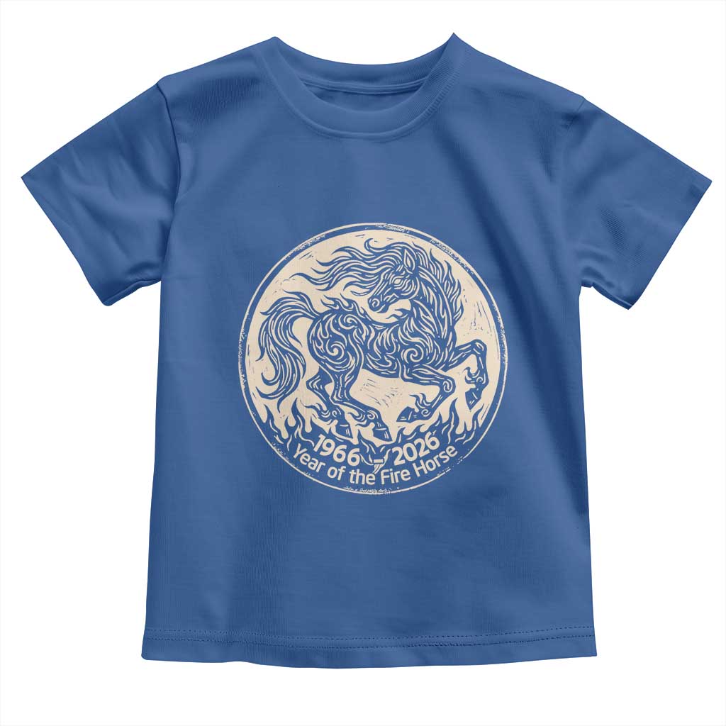 Year of the Fire Horse 1966 2026 Graphic Toddler T Shirt 60 Years Chinese Zodiac Horse Vintage Style TS02 Royal Blue Print Your Wear