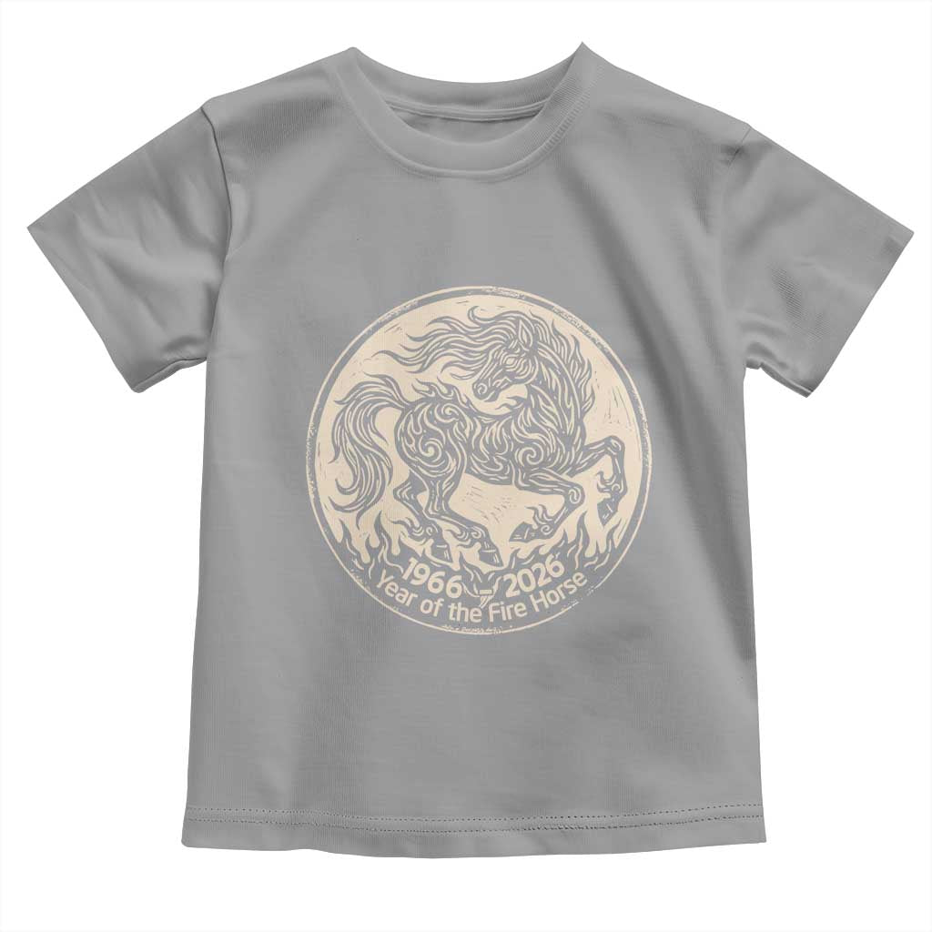 Year of the Fire Horse 1966 2026 Graphic Toddler T Shirt 60 Years Chinese Zodiac Horse Vintage Style TS02 Sport Gray Print Your Wear