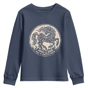 Year of the Fire Horse 1966 2026 Graphic Youth Sweatshirt 60 Years Chinese Zodiac Horse Vintage Style TS02 Navy Print Your Wear