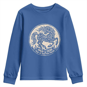 Year of the Fire Horse 1966 2026 Graphic Youth Sweatshirt 60 Years Chinese Zodiac Horse Vintage Style TS02 Royal Blue Print Your Wear